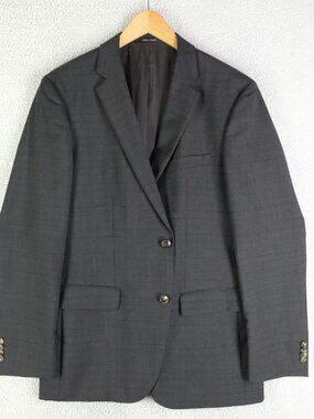 Hugo Boss Blazer Mens 40R Gray Glen Check Two Button Vented Wool Sport Coat